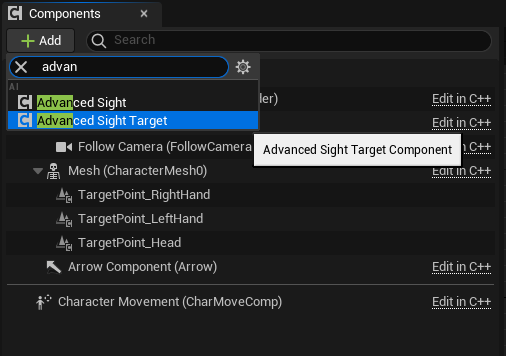 Advanced Sight Target component attached
